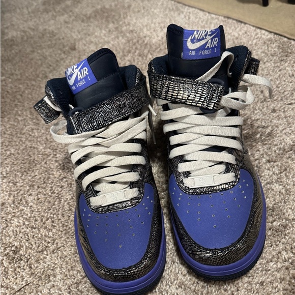 Nike Air Force 1 High Top Sneakers - Blue and Black - Picture 2 of 4